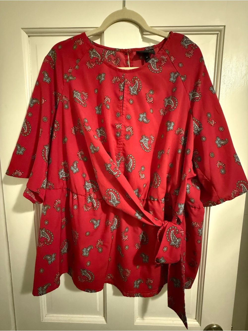 Lane Bryant Pink Paisley Tie-Front Tunic